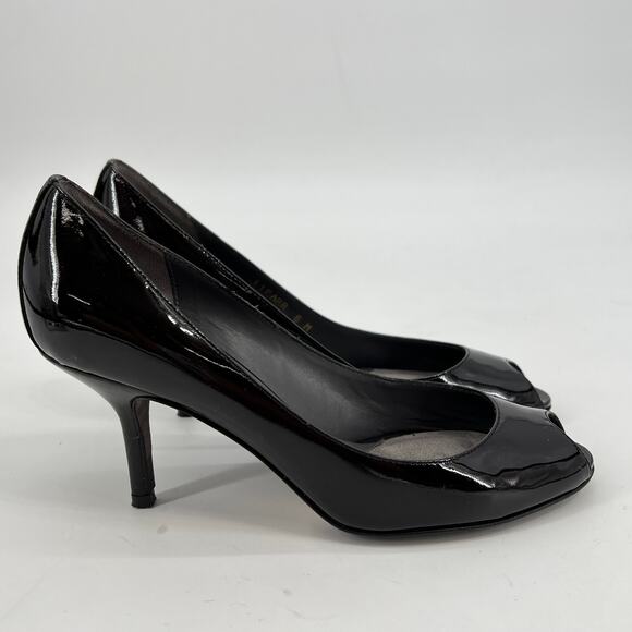 Donald J. Pliner Dark Brown Patent Leather Peep Toe Pumps Women’s 6 - Picture 2 of 12